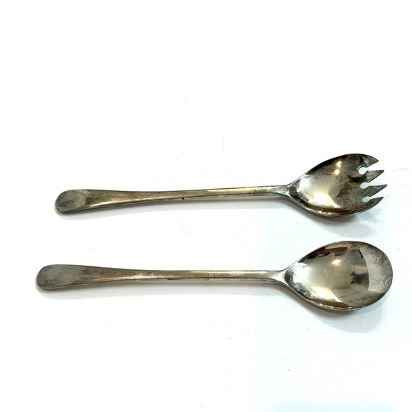 Vintage FB Rogers Italy Silver Plated Salad Serving Spoon and Fork 9 1/4" - Picture 1 of 6
